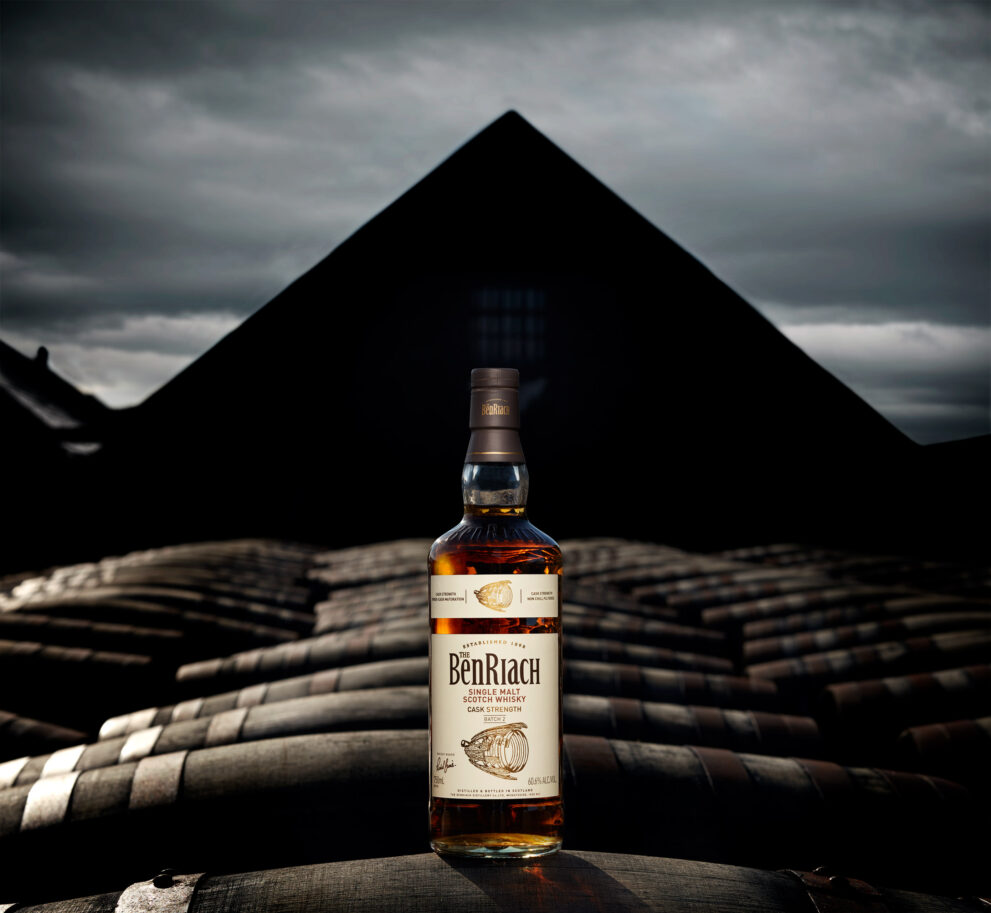 Product Photograph Of Benriach Batch 2 Whisky shot on location by Peter Dibdin commercial photographer based in Edinburgh Scotland